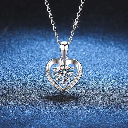 S925 Sterling Silver Eternal Heart Moissanite Necklace