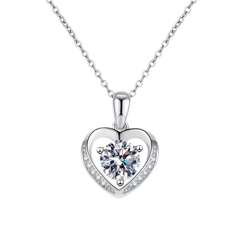 S925 Sterling Silver Eternal Heart Moissanite Necklace