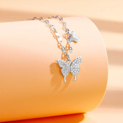 Butterfly Tassel Clavicle Chain Necklace — Light Luxury