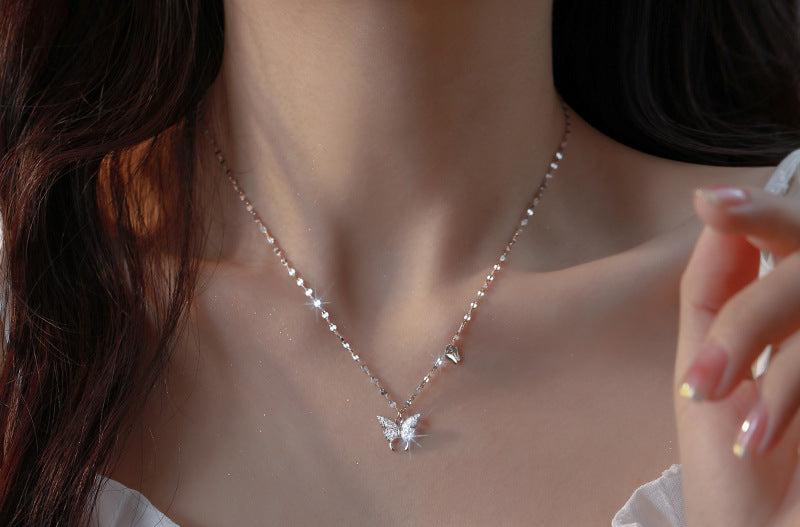 Butterfly Tassel Clavicle Chain Necklace — Light Luxury