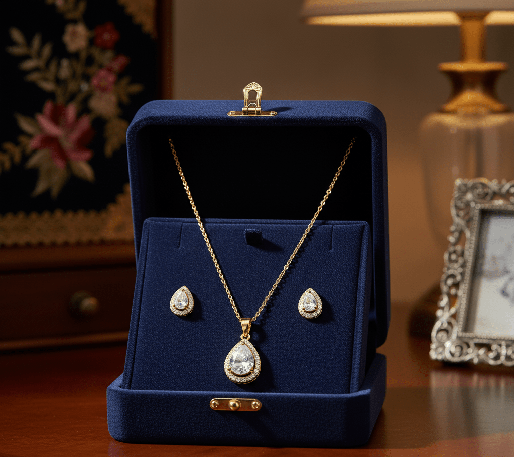 Clear Teardrop Cubic Zirconia Jewelry Set