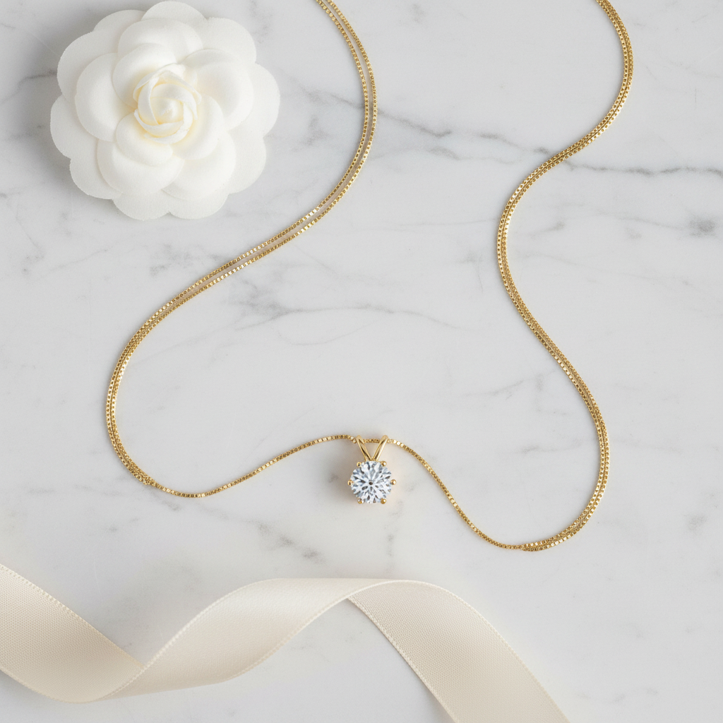Moissanite Necklace - Flat Lay