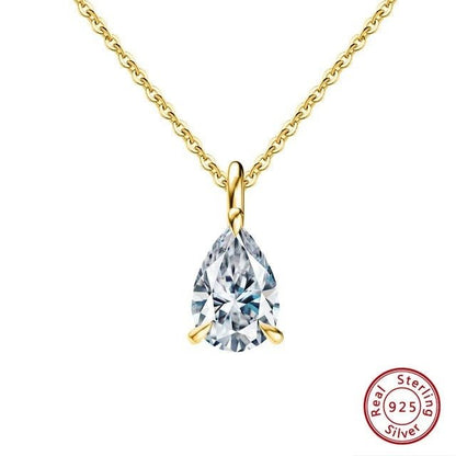 S925 Sterling Silver Drop-shaped Zircon Necklace