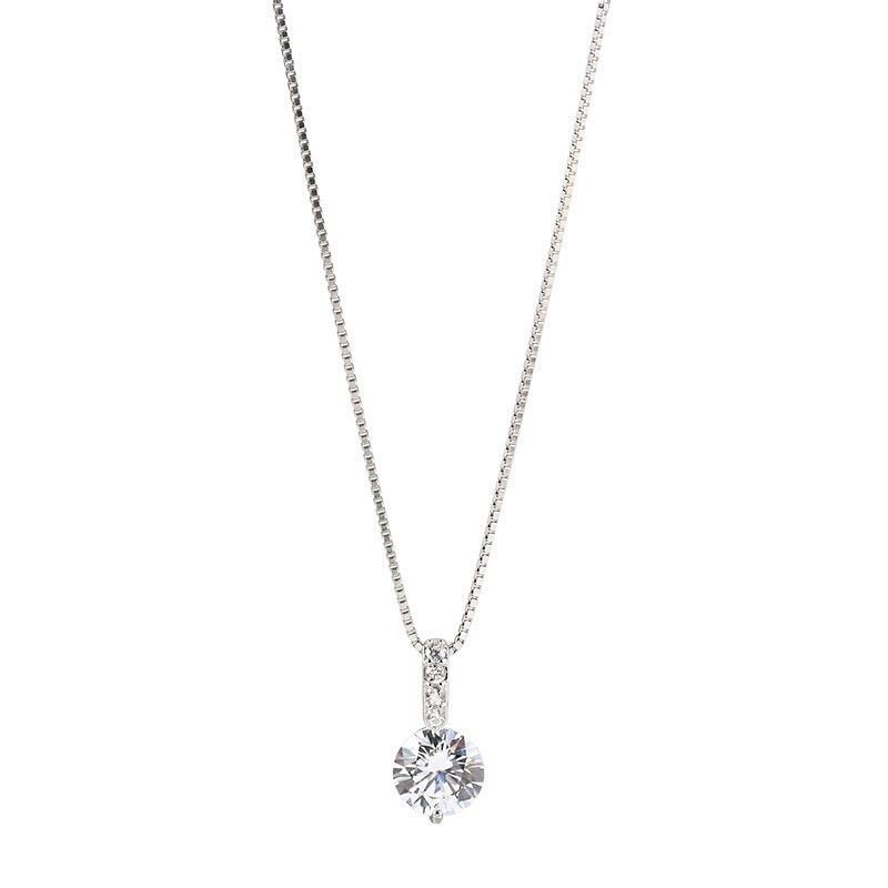 S925 Sterling Silver Solitaire Necklace — Light Luxury Simplicity