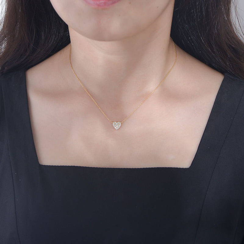 Silver Heart-Shaped Zircon Necklace for Women