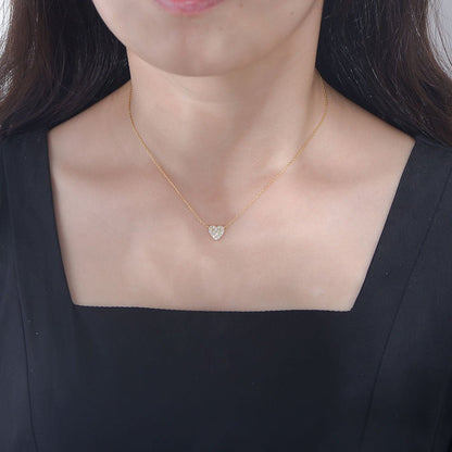Silver Heart-Shaped Zircon Necklace for Women