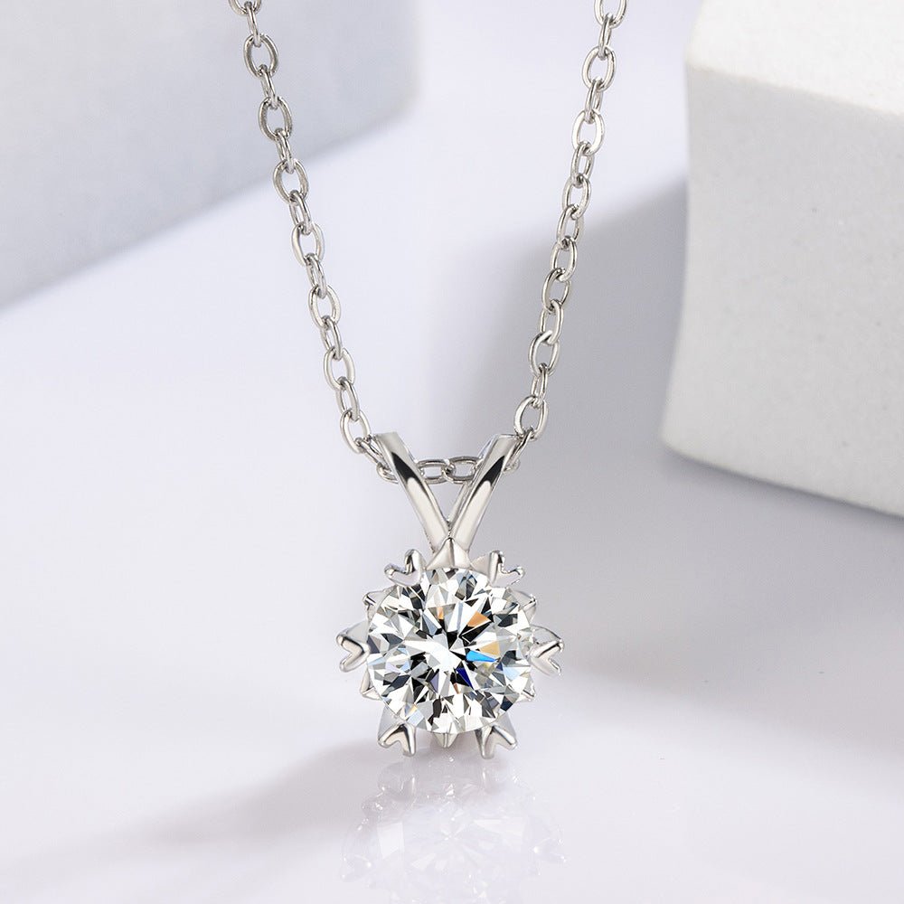 Titanium Steel Snowflake Zircon Pendant Necklace for Women