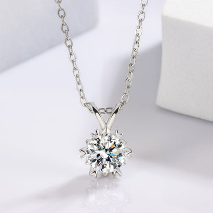Titanium Steel Snowflake Zircon Pendant Necklace for Women